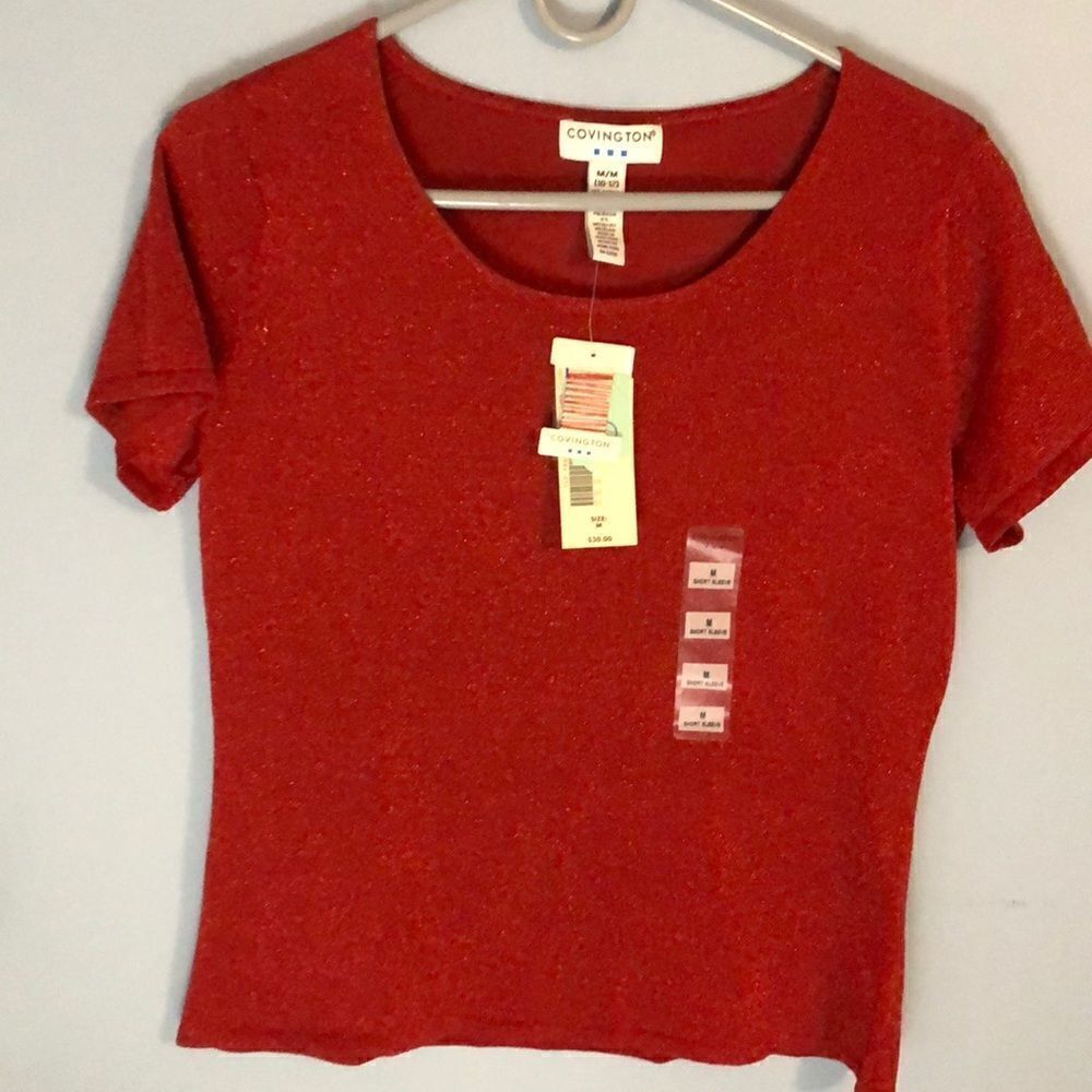 Covington Med Short Sleeve Sparkly Red Shirt